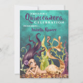 Zeemeermin en zeepaardje onder het Zee Quinceañera Kaart (Voorkant)