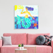 Zeemeermin en Zeester Abstracte Kunst Canvas Afdruk (Insitu (Woonkamer))