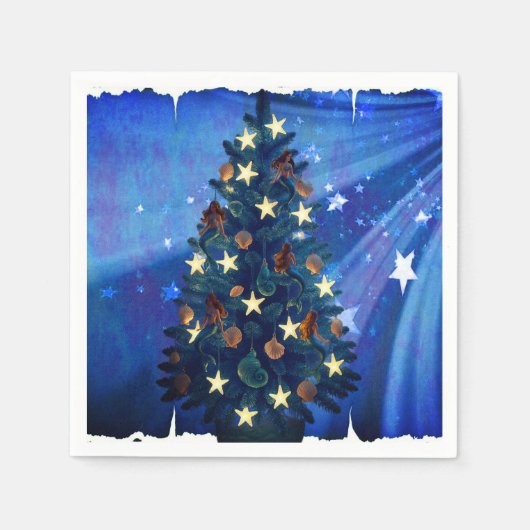 Zeemeermin en Zeester Kerstboom Servetten (Voorkant)