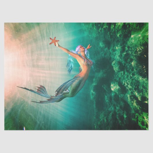 Zeemeermin en zeesterren tissuepapier (Voorkant)