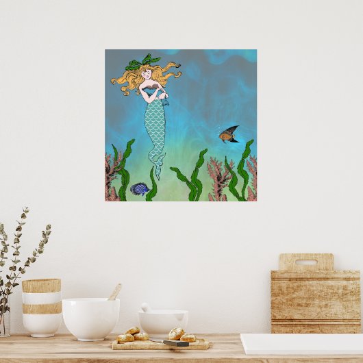 Zeemeermin en zegel poster (Keuken)