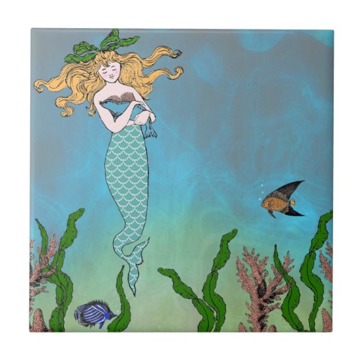 Zeemeermin en zegel tegeltje (Voorkant)