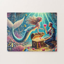 Zeemeermin en Zeiler Romantische Onderwater Schat Legpuzzel