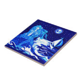 Zeemeermin en zeilor, nacht met maanlicht tegeltje (Zijkant)