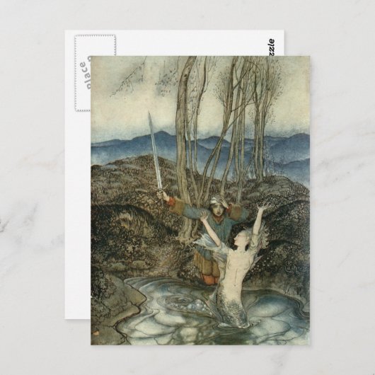 Zeemeermin en zwaardsman briefkaart (Voorkant / Achterkant)