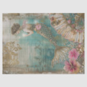  Zeemeermin Ephemera Decoupage in Groen, Goud Tissuepapier (Voorkant)