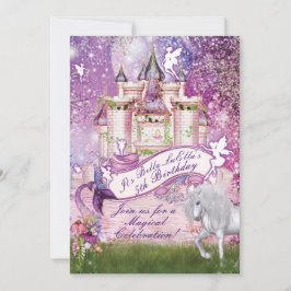 Zeemeermin Fairy Unicorn Castle Enchanted Invitati Kaart