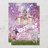 Zeemeermin Fairy Unicorn Castle Enchanted Invitati Kaart (Voorkant / Achterkant)