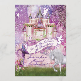 Zeemeermin Fairy Unicorn Castle Enchanted Invitati Kaart