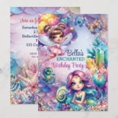 Zeemeermin Fairy Verjaardagsfeestje Kaart (Voorkant / Achterkant)