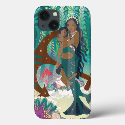 Zeemeermin Familie (bruine huid en ogen) Case-Mate iPhone Case (Achterkant)