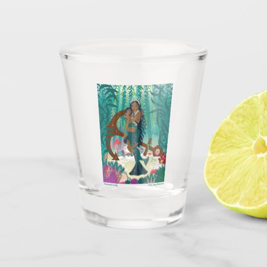 Zeemeermin Familie (bruine huid en ogen) Shot Glas (Voorkant)