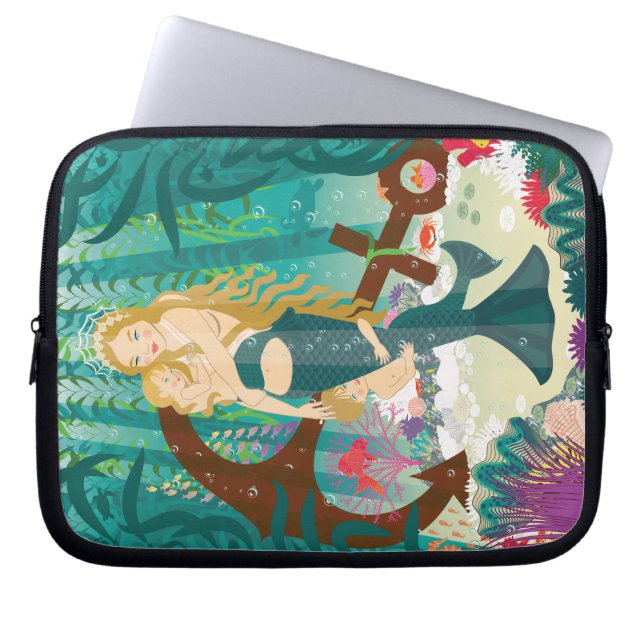 Zeemeermin Familie (donkere blondjes) Laptop Sleeve (Voorkant)