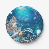 Zeemeermin Fantasie Blondine Enchanted Beach Party Papieren Bordje (Voorkant)