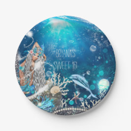 Zeemeermin Fantasy Blond Betoverd Strandfeest Papieren Bordje