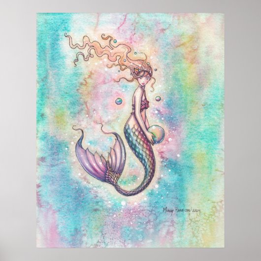 Zeemeermin Fantasy Kunst Poster Regenboog (Voorkant)