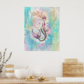 Zeemeermin Fantasy Kunst Poster Regenboog (Keuken)
