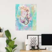 Zeemeermin Fantasy Kunst Poster Regenboog (Thuiskantoor)