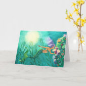 Zeemeermin fantasy kunst wenskaart Mooi Zee Kaart (Gele Bloem)