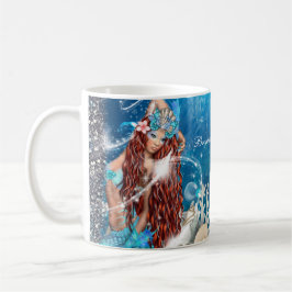 Zeemeermin Fantasy Rode Hoofd Betoverde Strand Koffiemok