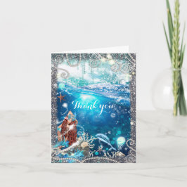 Zeemeermin Fantasy Rode Kop Betoverde Fantasy Bedankkaart