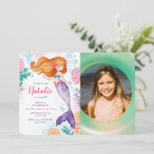 Zeemeermin Feest Foto Uitnodiging (Staand voorkant)