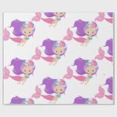Zeemeermin Feest Paars Inpakpapier (Vlak)