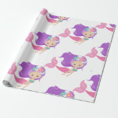 Zeemeermin Feest Paars Inpakpapier (Uitgerold)