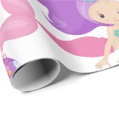 Zeemeermin Feest Paars Inpakpapier (Rol Hoek)