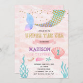 Zeemeermin feest verjaardagsuitnodiging kaart (Voorkant / Achterkant)