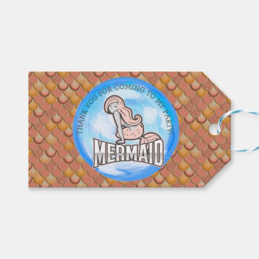 Zeemeermin Feestje Bedankt Cadeaubijsluiter Cadeaulabel (Voorkant (Horizontaal))