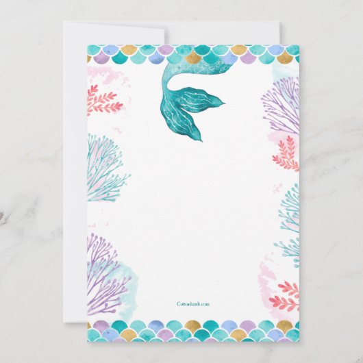 Zeemeermin Feestje Kaart (Achterkant)