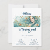 Zeemeermin feestuitnodiging eerste meisjes verjaar kaart (Voorkant)