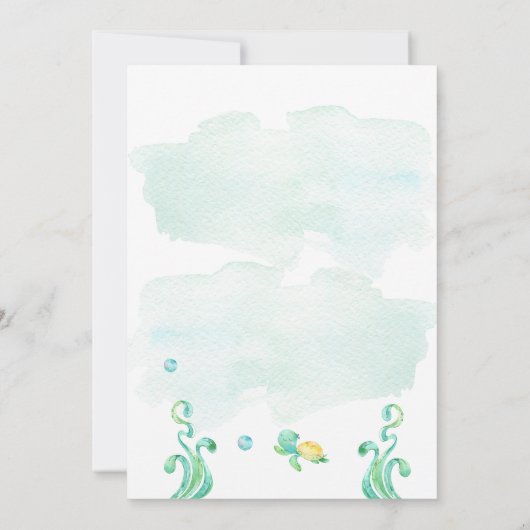 Zeemeermin feestuitnodiging, verjaardagsfeestje kaart (Achterkant)