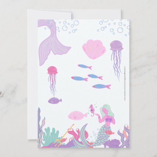 Zeemeermin Feestuitnodiging, Zeemeermin Verjaardag Kaart (Achterkant)