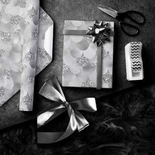 Zeemeermin Folie Schalen   Zilver Faux Chrome Meta Cadeaupapier