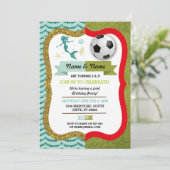 Zeemeermin & Football Boy Girl Verjaardag Voetbal Kaart (Staand voorkant)