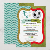 Zeemeermin & Football Boy Girl Verjaardag Voetbal Kaart (Voorkant / Achterkant)