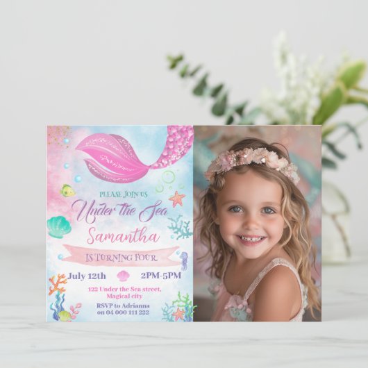 Zeemeermin Foto 1e 2e 3e 4e 5e Verjaardag Kaart (Staand voorkant)