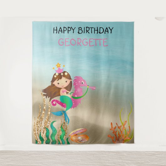 Zeemeermin foto achtergrond wandtapijt wandkleed (Voorkant)