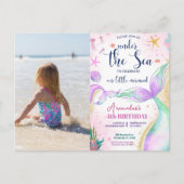 Zeemeermin Foto Aquarel Verjaardag Onder de Zee Briefkaart (Voorkant)