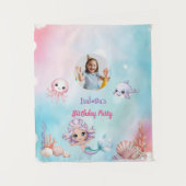 Zeemeermin Foto onder het zee Verjaardag Wandkleed (Voorkant)