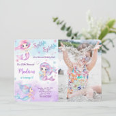 Zeemeermin foto uitnodiging (Staand voorkant)