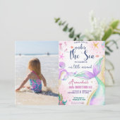 Zeemeermin Foto Waterverf Verjaardag Onder het Zee Kaart (Staand voorkant)
