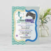 Zeemeermin & Gaming Joint Boy Girl Verjaardag Uitn Kaart (Staand voorkant)