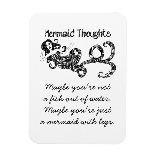 Zeemeermin Gedachten: Vis uit het water Magneet (Verticaal)