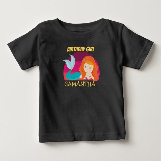 Zeemeermin geel verjaardags T-Shirt (Voorkant)