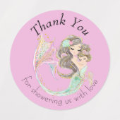 Zeemeermin-geïnspireerd Baby shower Dank je wel Labels (Design 1)