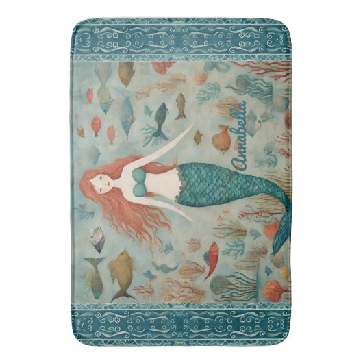 Zeemeermin gepersonaliseerd badmat (Voorkant Verticaal)