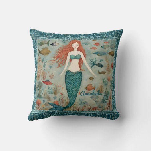 Zeemeermin gepersonaliseerd kussen (Achterkant)